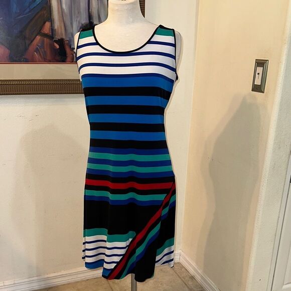 Calvin Klein Striped Multicolor Sleeveless Dress Size 12 - Picture 1 of 10
